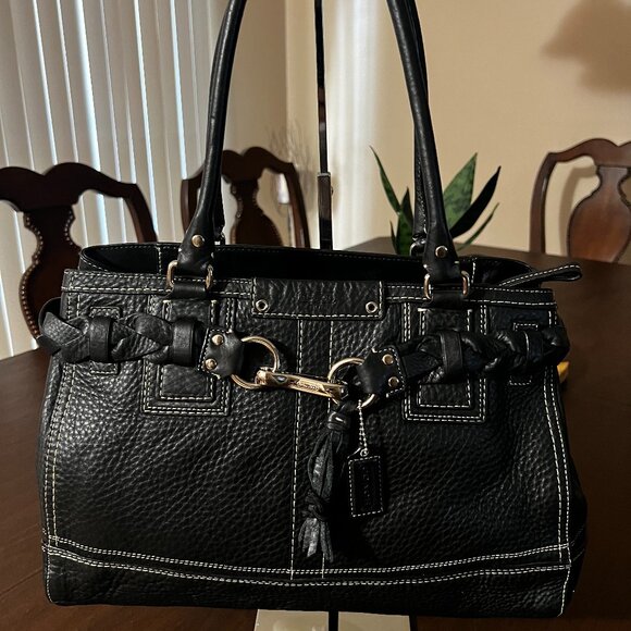 Coach Handbags -  Coach Hampton Collection Black Pebbled Leather Shoulder Bag